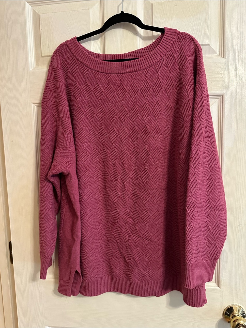Lane Bryant Textured Crewneck Sweater - Rose